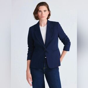 Free Assembly Women's Single Breasted Navy Pinstripe Blazer Sz XS 0-2 NWT!